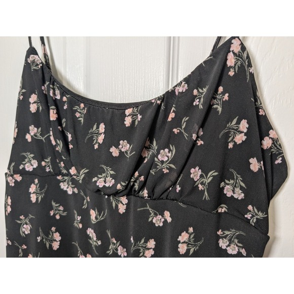 Y2K Coquette Ditsy Floral Babydoll Mini Dress Black L Feminine fairycore - Picture 11 of 12